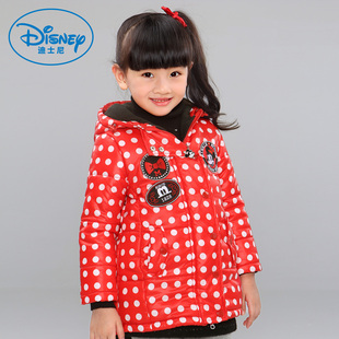  【5折】迪士尼正品童装 女童波点连帽棉衣 儿童棉袄棉服女 