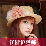 夏天必备遮阳帽 日本蕾丝花边草帽 女 防晒帽子 沙滩太阳帽