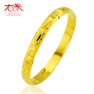  新年礼物 久不掉色新娘结婚配饰品 镀黄金手镯 女款 韩版 时尚
