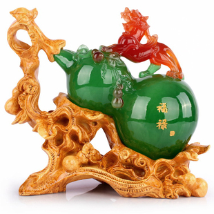  树脂仿玉石家居装饰品摆设 葫芦工艺品貔貅摆件 生日贺寿吉祥礼品