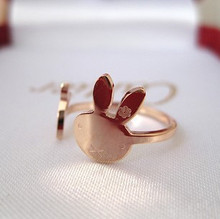 Especiales Cartier Cartier de oro rosa de conejo zanahoria pequeñas aberturas Cartier 14K anillo de oro de cola