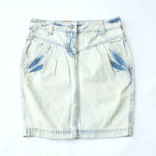 新款女装 外贸原单 百搭 水洗 白色裙子 大码中裙 牛仔半身裙 夏