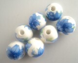 批发DIY 饰品配件 串珠 12MM 圆珠 陶瓷珠 蓝花