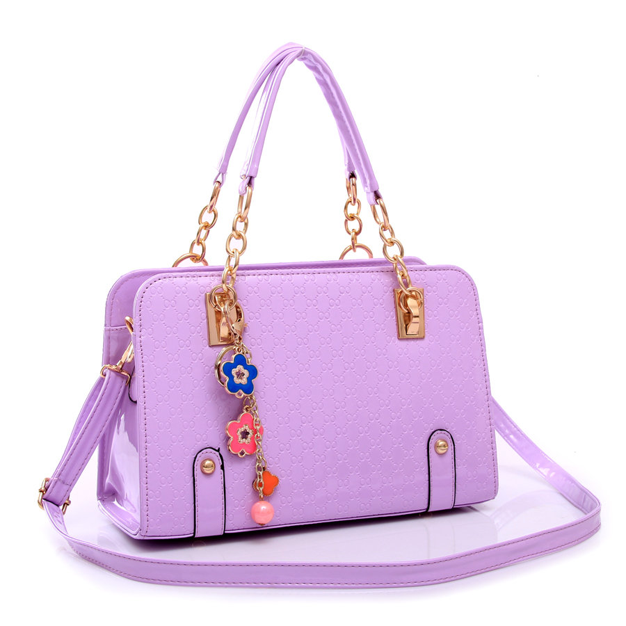 女款包包2014春夏季新款浅淡紫色手提包漆皮