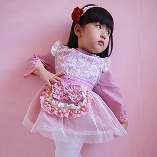 2012新款唯美童装女童公主裙式围裙罩衣 蕾丝