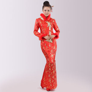  Q18豪满庭 冬装旗袍 结婚礼服 新娘冬旗袍 冬装夹棉 唐装 古典
