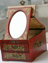 特价！带镜子两层抽屉仿古首饰盒/复合首饰盒/结婚礼物/生日礼物
