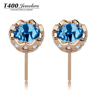  T400 耳饰 韩版 时尚 气质 水晶耳钉 女款 原创 玻璃樽