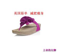 外单外贸欧美原单真皮人字女皮托全皮摇摇瘦身气垫底夹趾女凉托皮