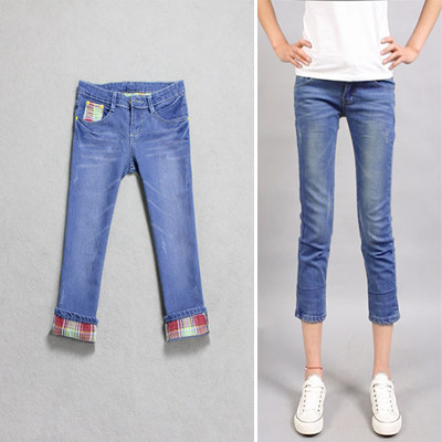 Nine points of feet of the new patch denim pants female stretch pant flange pencil pants 1758