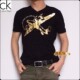 CK V领烫金弹性修身短袖 品质保证