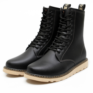  英伦潮流男皮靴工装靴马丁靴休闲男鞋男靴户外靴加棉雪地靴大码鞋