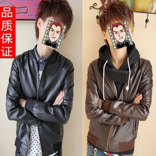  LES帅T春装英伦风男装韩版休闲外套林弯弯小码男士机车皮衣潮