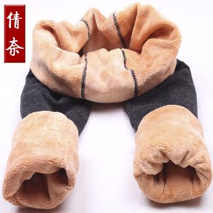  倩奈冬季女式高腰双层超厚打底裤羊绒加大码特厚保暖裤东北驼绒