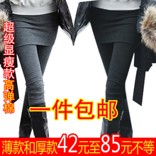 2012春款新品假两件打底裙裤大码踩脚 加厚绒纯棉打底裤 女 薄款