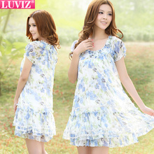  LUVIZ �ļ�װŮ���� ɭ��ϵӡ��ѩ������ȹ 9383