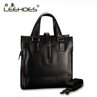  正品LEEHOES力豪 纯牛皮包欧美时尚背包 男士手提公文包真皮男包