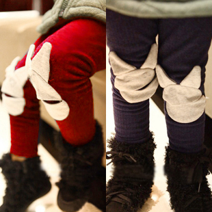  春装韩版新款兔子补丁儿童宝宝女童装打底裤靴裤长裤子5156