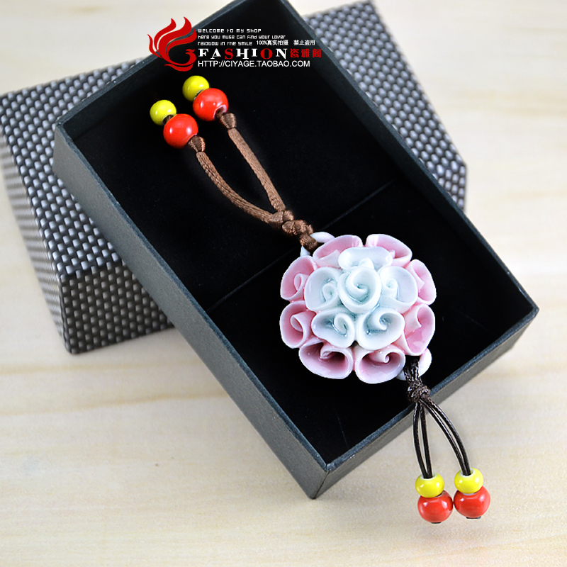 玫瑰卷陶瓷毛衣链...