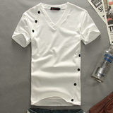 2011新款夏装韩版修身v领打底衫潮牌男装衣服纯棉休闲短袖男士T恤