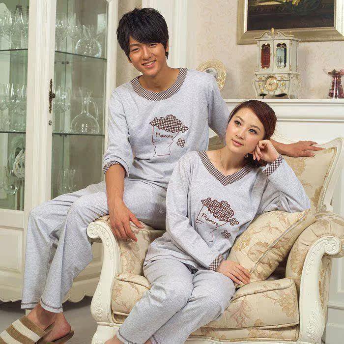 特价 情侣装包邮 2010秋冬长袖纯棉睡衣套装 情侣睡衣 大码家居服