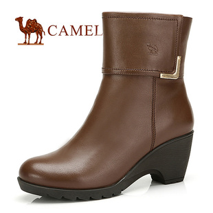  camel 骆驼女靴骑士靴 秋冬新品 时尚休闲女士中筒靴81016603