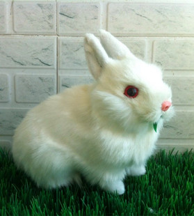 动物模型仿真兔雪兔，宠物玩具摄影道具，塑料皮毛白兔场景装饰