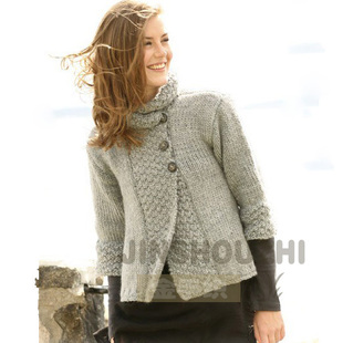 金手织 手工编织<em>毛衣</em> 2012秋冬<em>新款开衫</em>翻领 欧