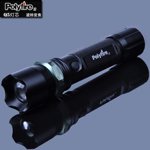 正品polyfire J7 强光手电筒充电 Q5灯芯 LED手电旋转变焦远射