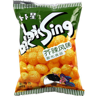  卜卜星芥辣味 童年经典80后办公室小零食  扑扑星 非油炸膨化50g