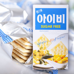  韩国进口零食食品海太IVY无糖咸酥苏打饼干 低卡代餐无糖饼干155g