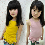 2012春装童装-韩版女童百搭 蕾丝 下摆 背心 弹力背心吊带衫