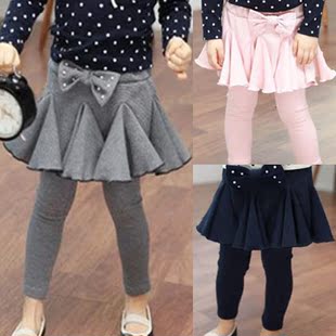  童装女童秋装韩版新款淑女蝴蝶结打底裤儿童宝宝裙裤FN149-2