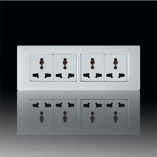 西蒙118型开关插座面板52系列十二孔插座暗装墙壁四插12孔雅白色
