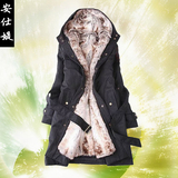 2011冬装韩版加厚毛毛内胆 中长款女装棉服 棉袄 棉衣 外套 大码