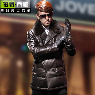  柏特乔威 真皮羽绒皮衣 男海宁真皮皮衣 加厚毛领真皮羽绒服 男