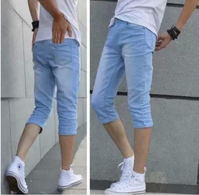 夏季马裤子男士七分裤<em>牛仔裤 男短裤</em>韩版小脚
