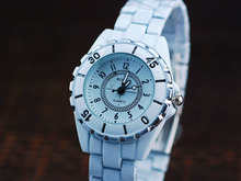Relojes de moda blanco noble banda de acero inoxidable reloj Sra. [59623]