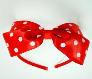 清仓 儿童头饰 儿童饰品 儿童发箍大红绸带印点蝴蝶结发箍/发卡