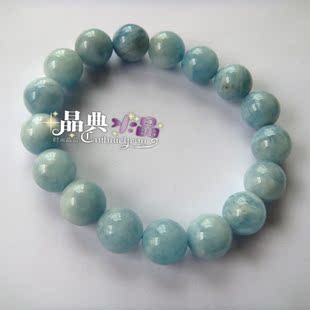  佳节促销 天然水晶手链 天然海蓝宝圆珠手链12MM 中秋