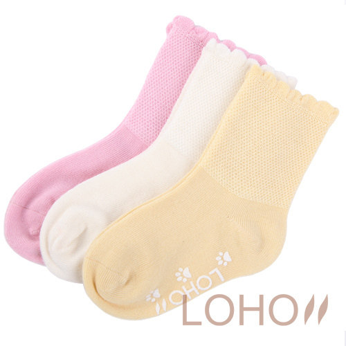 LOHO竹纤维婴儿袜 幼儿袜 天然抗菌 松口设计 3双36