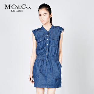 MO&Co. 摩安珂 2012春夏新品 M112SKT96牛仔连衣裙 纯色牛仔裙