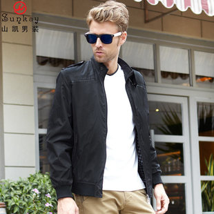  山凯男装春秋冬装新品男士夹克衫 休闲简约立领薄外套修身潮