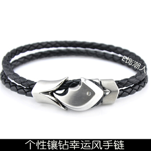  个性幸运风十字架龙头男士手链 男饰品 韩版时尚手镯手链 男