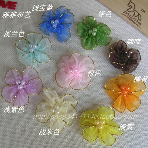 雅雅服装辅料 DIY手工金边雪纱订珠珠纱带花装饰花 宽4cm 1元2朵|ruв категории домашний ткань, швейная diy материалов, инструментов и готовой продукции, швейная diy аксессуары/аксессуары/аксессуары, бусы/алмаз/цветы и другие аксессуары - от Buy2taobao.com для оказания профессиональной услуги покупки агента Taobao