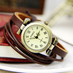 新年礼物ENMEX手绳女表 复古表 朋克表 缠绕真皮时装手表 时装表
