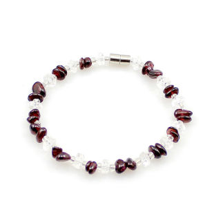  昌达 天然石榴石手链石榴石不规则石榴石碎石+白水晶手链带磁扣