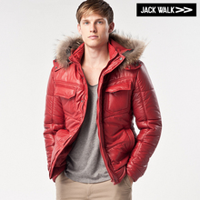 JACKWALk正品多色修身版PU皮连帽夹克C0113507