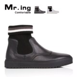 Mr.ing冬季新品 保暖针织围领头层牛皮中邦休闲皮鞋 F665