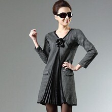 热卖中 2012胖mm春装新款大码女装欧美针织品质OL显瘦连衣<span class=H>裙</span> 五折